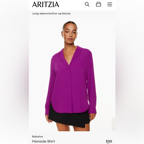 NWOT BABATON Long-sleeve Button-Up Purple Blouse - Picture 8 of 12